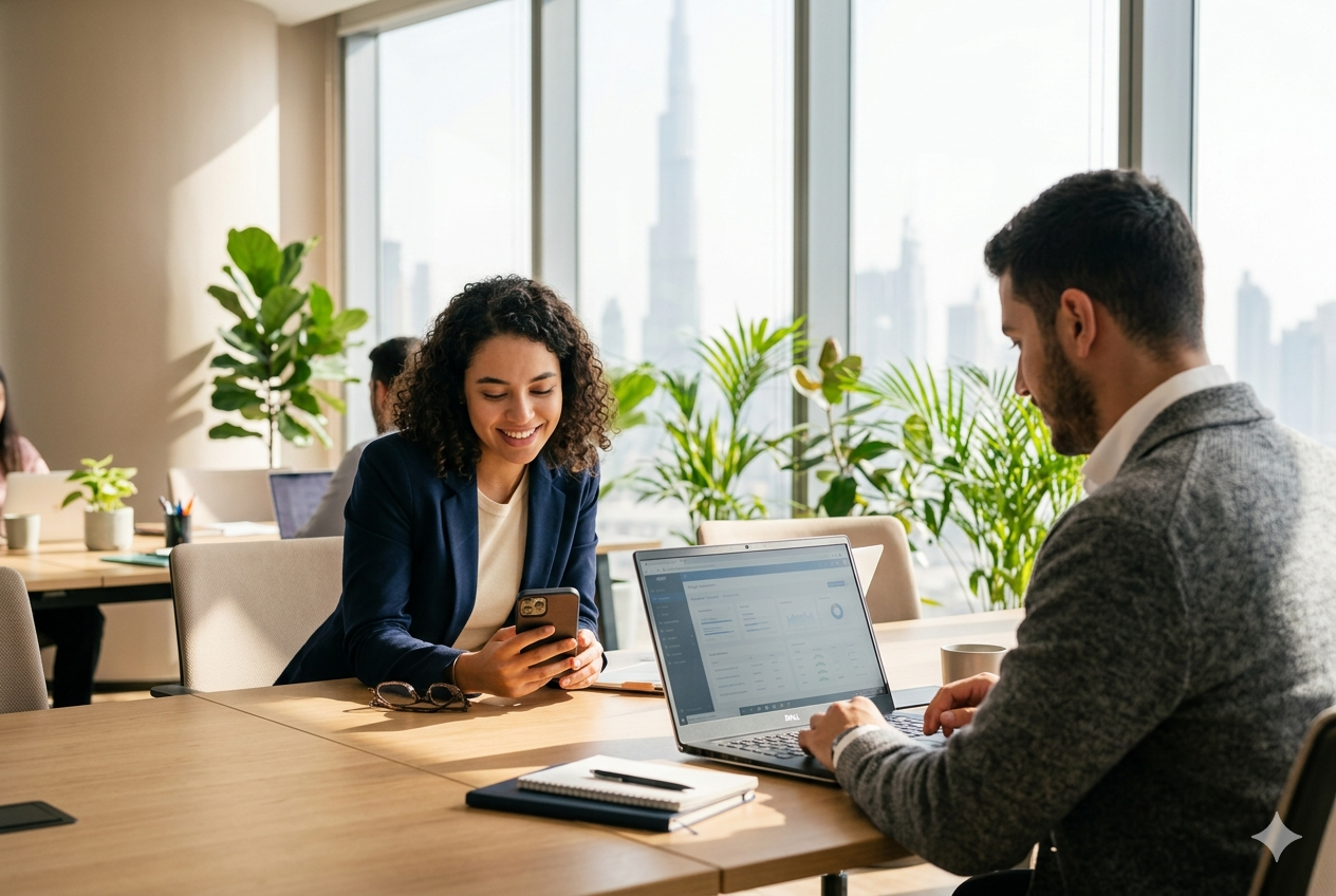Professional business chat on mobile