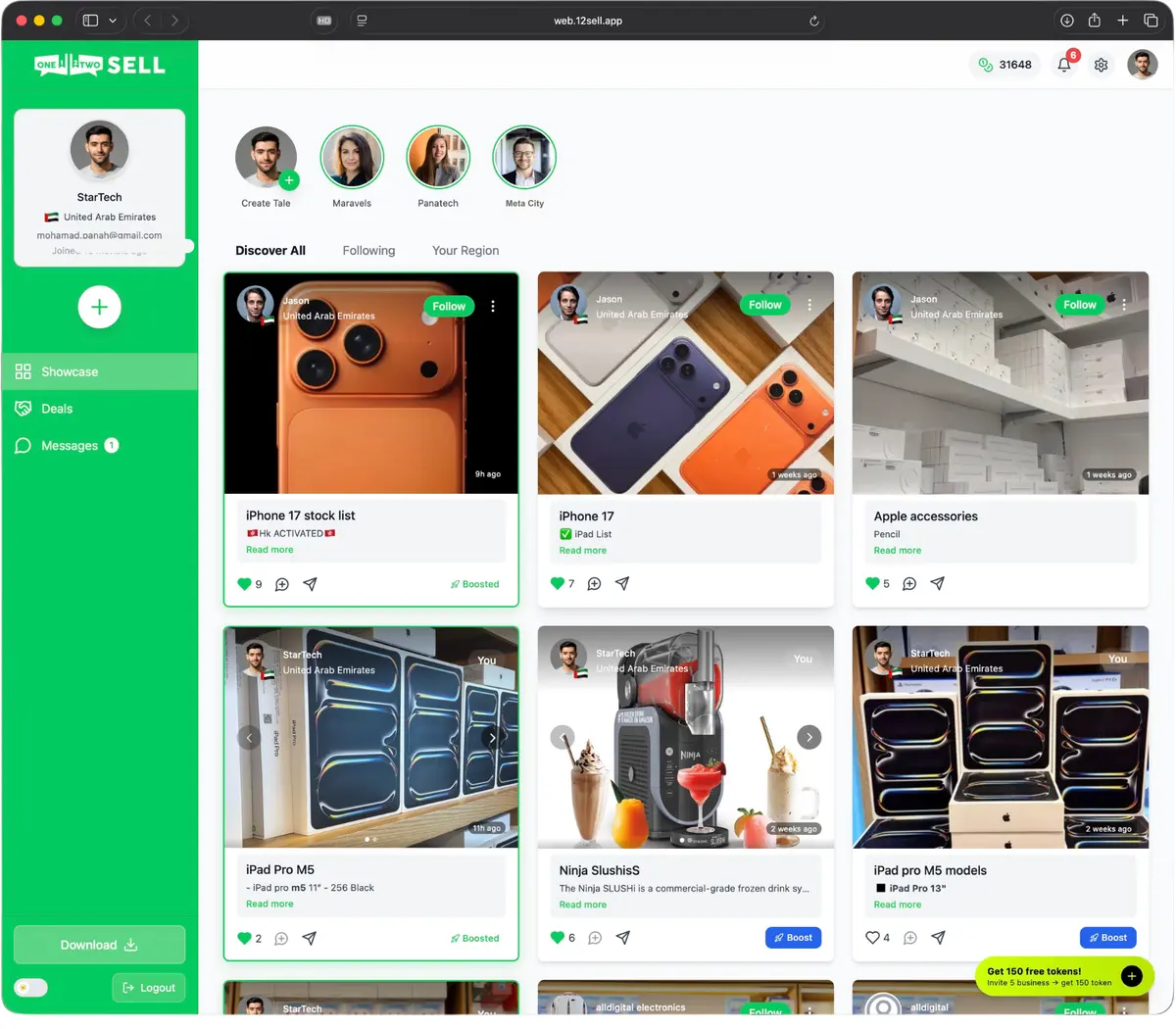 12sell platform dashboard mobile